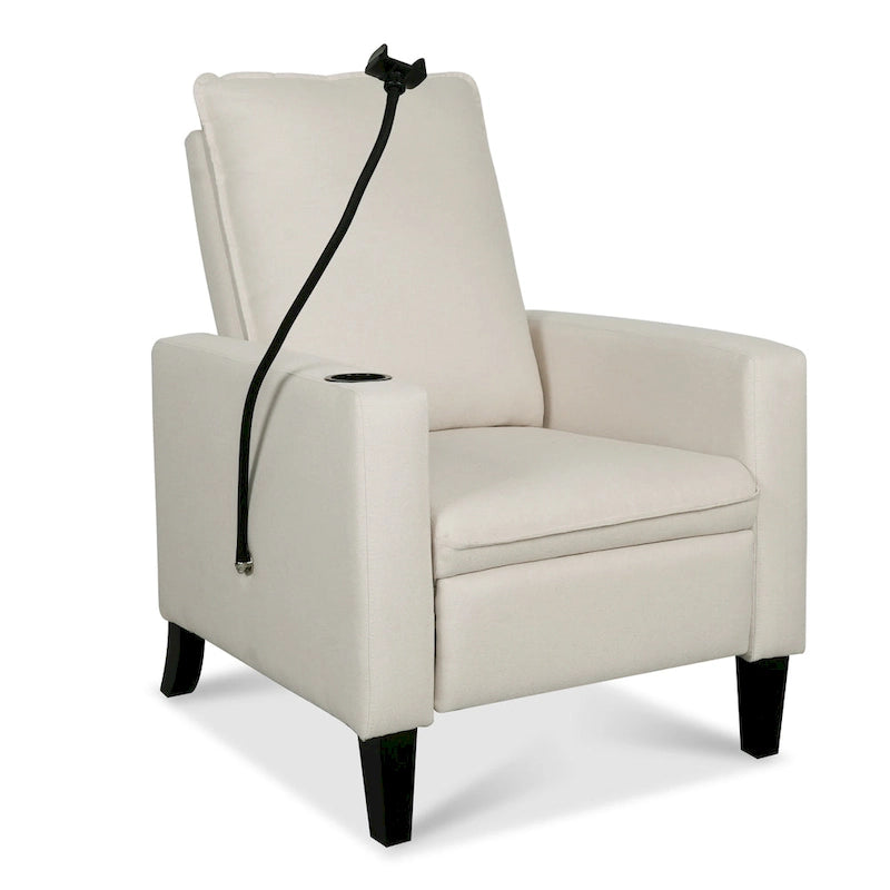 Modern Fabric Manual Recliner with Phone Holder, Cup Holder, Footrest