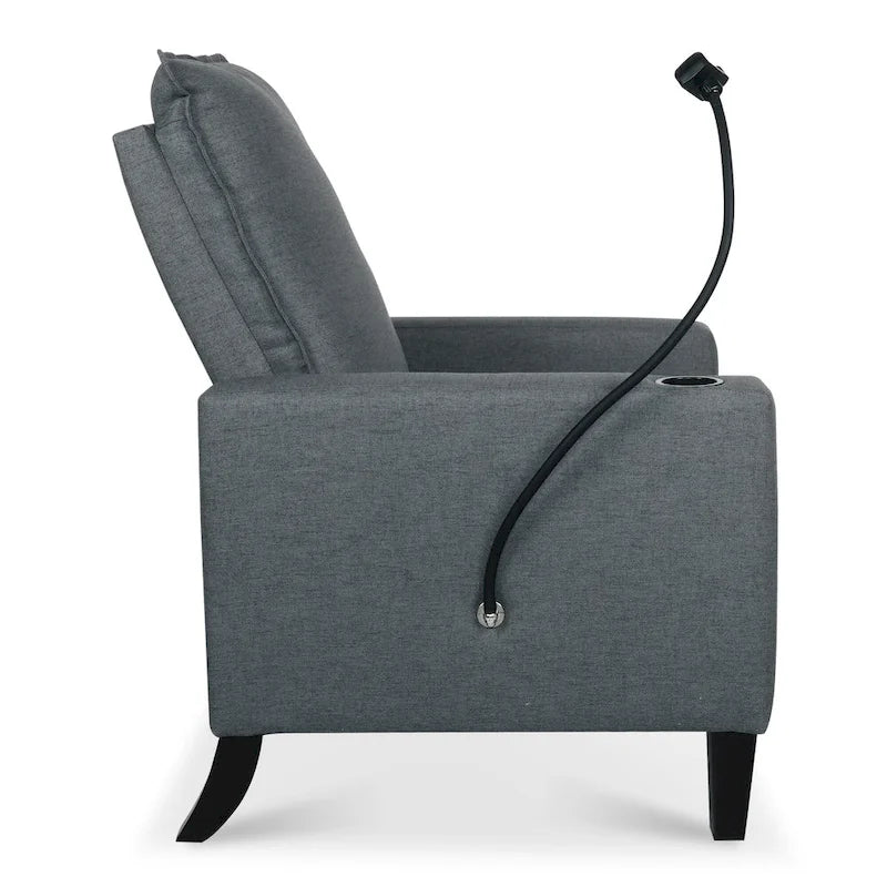 Modern Fabric Manual Recliner with Phone Holder, Cup Holder, Footrest
