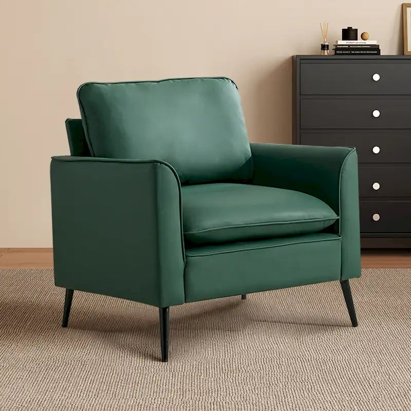 Fauteuil d'appoint moderne vert avec coussins lombaires
