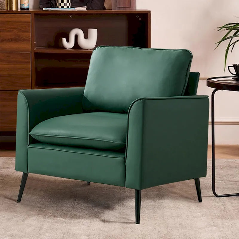Fauteuil d'appoint moderne vert avec coussins lombaires