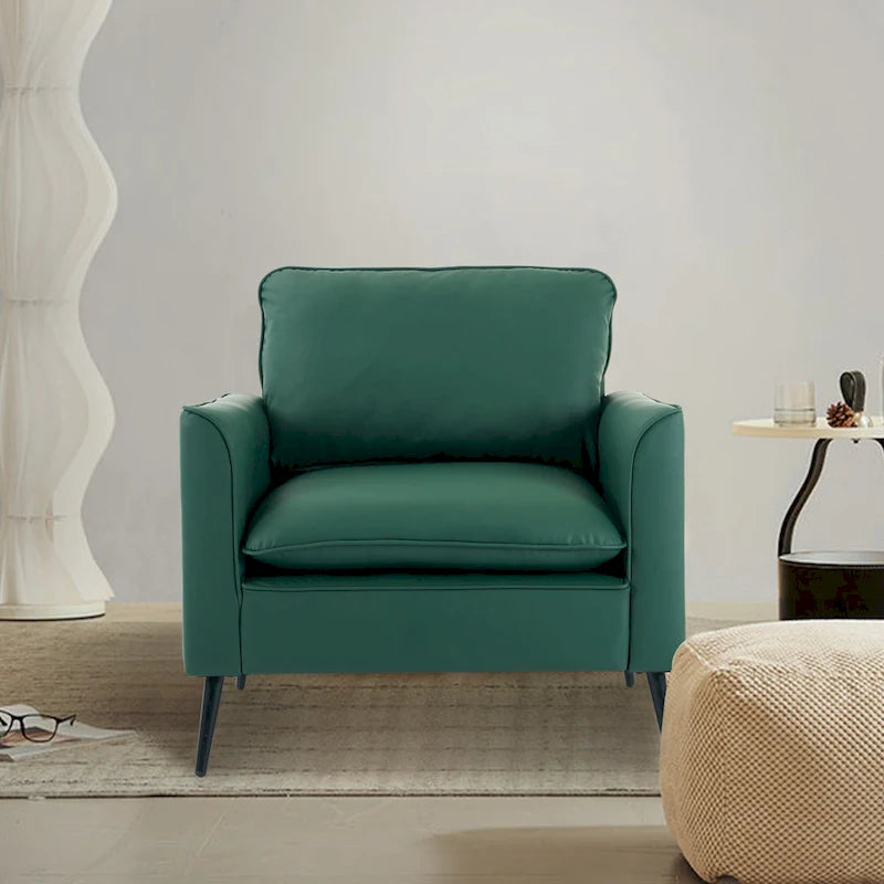 Fauteuil d'appoint moderne vert avec coussins lombaires