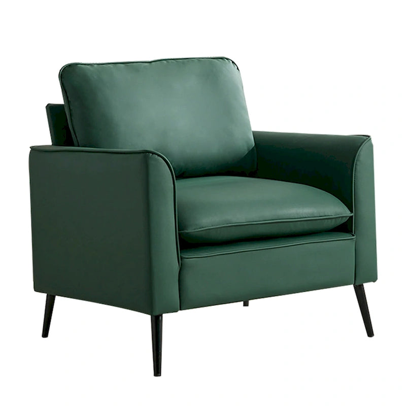 Fauteuil d'appoint moderne vert avec coussins lombaires