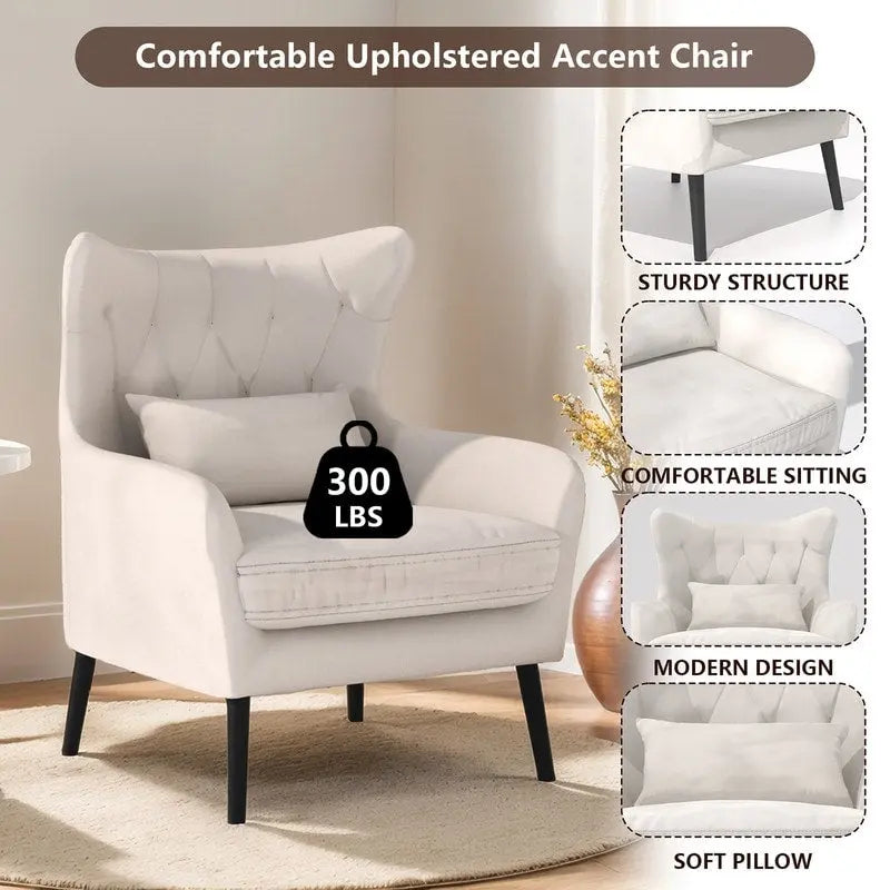 Fauteuil d'appoint en velours, rembourré, coussin épais et confortable pour le salon