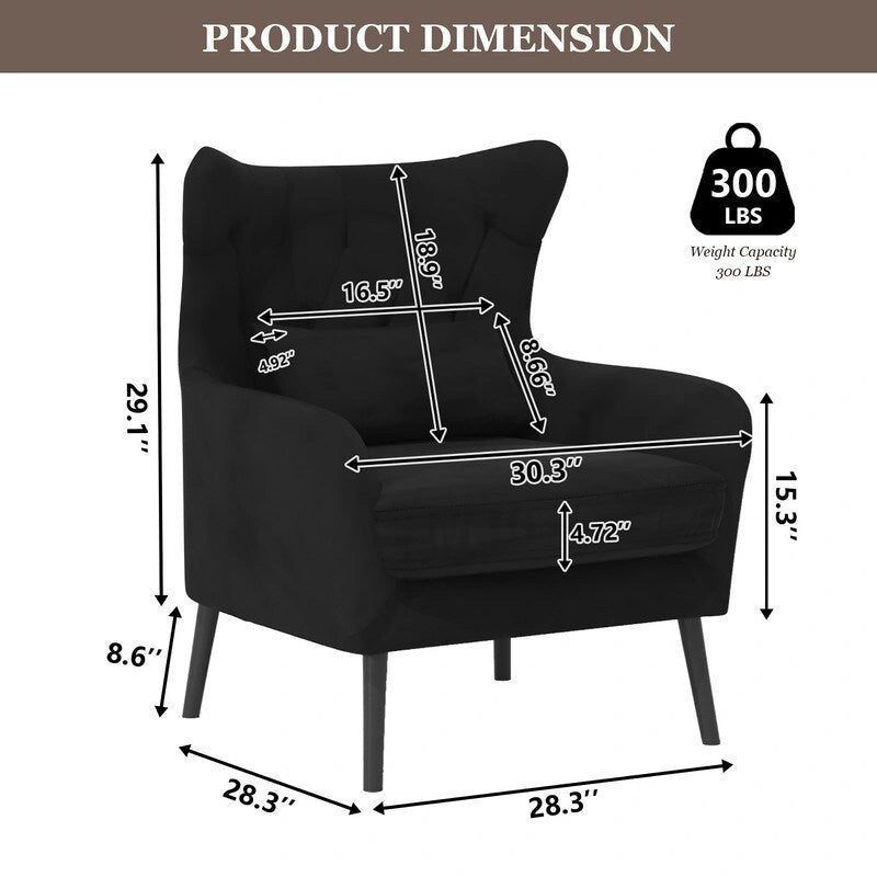 Fauteuil d'appoint en velours, rembourré, coussin épais et confortable pour le salon