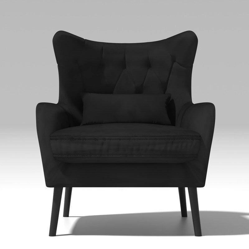 Fauteuil d'appoint en velours, rembourré, coussin épais et confortable pour le salon