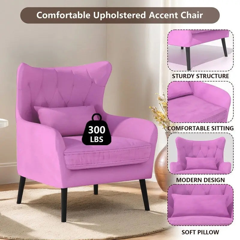 Fauteuil d'appoint en velours, rembourré, coussin épais et confortable pour le salon
