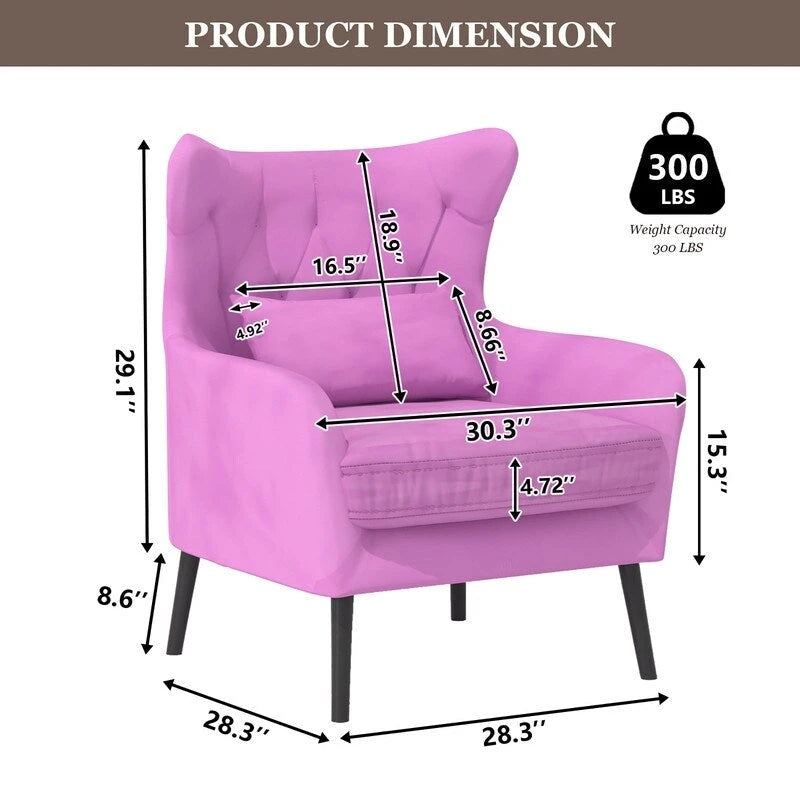Fauteuil d'appoint en velours, rembourré, coussin épais et confortable pour le salon