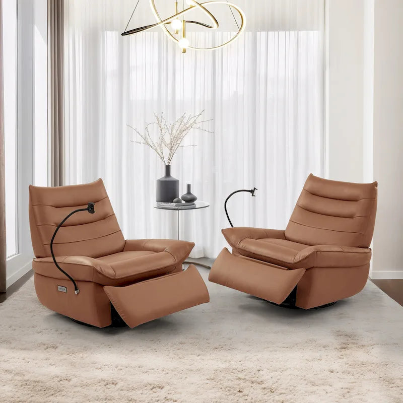 Upholstered Power Recliner Leather Lounge Chair for Living (Set of 2)