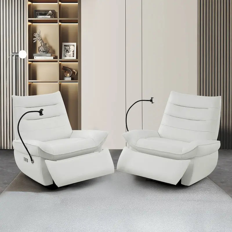 Upholstered Power Recliner Leather Lounge Chair for Living (Set of 2)