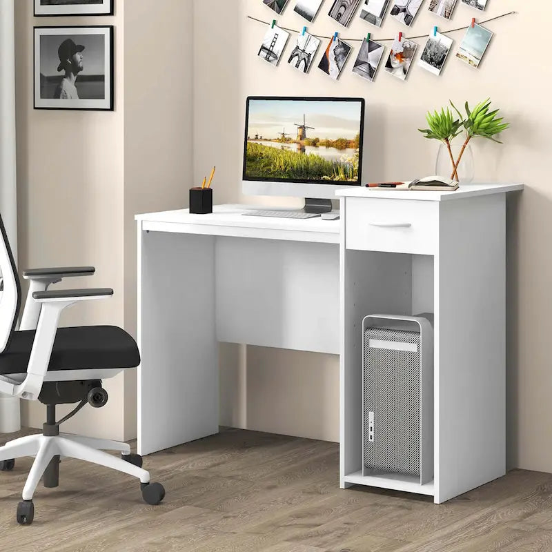 Bureau d'ordinateur avec tiroir, bureau moderne pour ordinateur portable avec