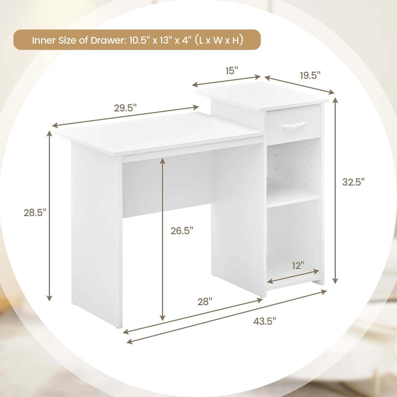 Bureau d'ordinateur avec tiroir, bureau moderne pour ordinateur portable avec