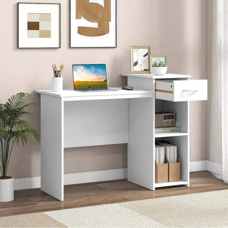 Bureau d'ordinateur avec tiroir, bureau moderne pour ordinateur portable avec
