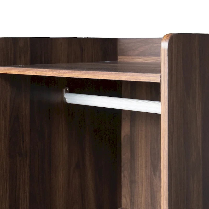 Armoire-penderie ouverte, armoire avec 2 tringles et 3 tiroirs, armoire de rangement en bois