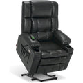 Large Dual Motor Power Lift Recliner Chair Sofa with Massage and Heat for Tall Elderly People, Faux Leather 7896