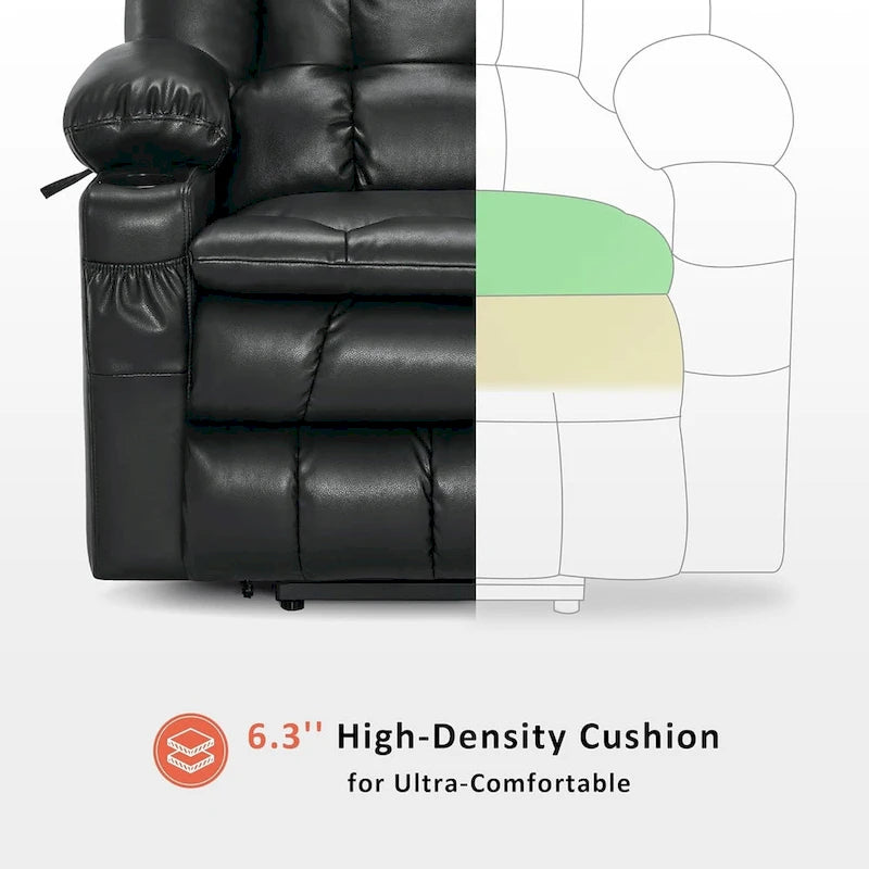 Large Dual Motor Power Lift Recliner Chair Sofa with Massage and Heat for Tall Elderly People, Faux Leather 7896