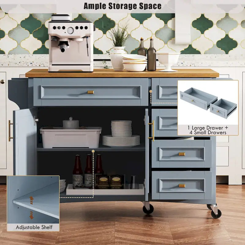 Îlot de cuisine 52" avec rallonge (tabourets non inclus)