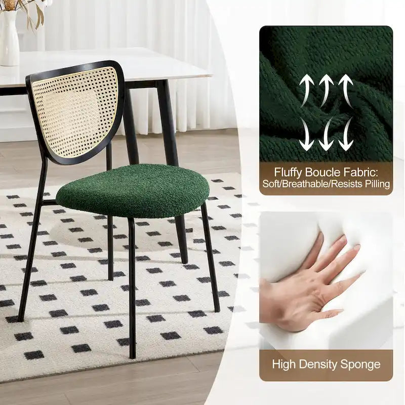 Lot de 2/4 chaises de salle à manger en rotin et tissu - 81 cm H x 47,5 cm L x 54,6 cm P