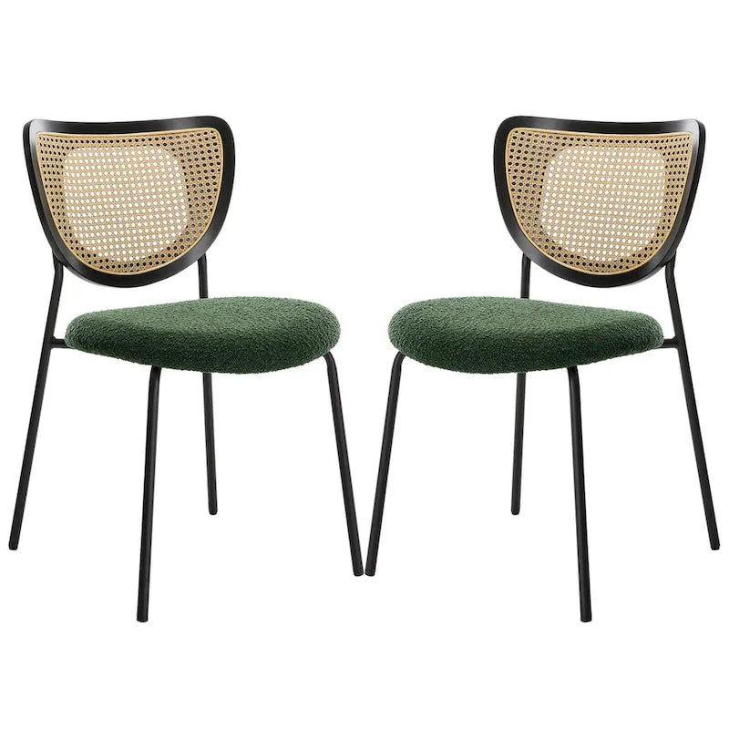 Lot de 2/4 chaises de salle à manger en rotin et tissu - 81 cm H x 47,5 cm L x 54,6 cm P