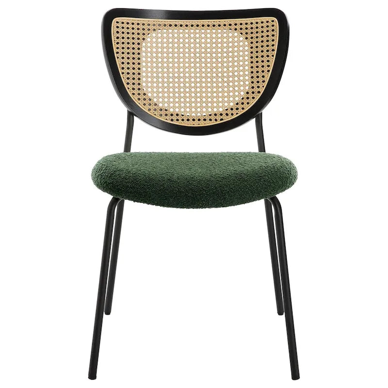Lot de 2/4 chaises de salle à manger en rotin et tissu - 81 cm H x 47,5 cm L x 54,6 cm P