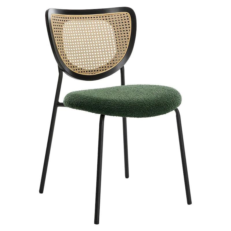 Lot de 2/4 chaises de salle à manger en rotin et tissu - 81 cm H x 47,5 cm L x 54,6 cm P