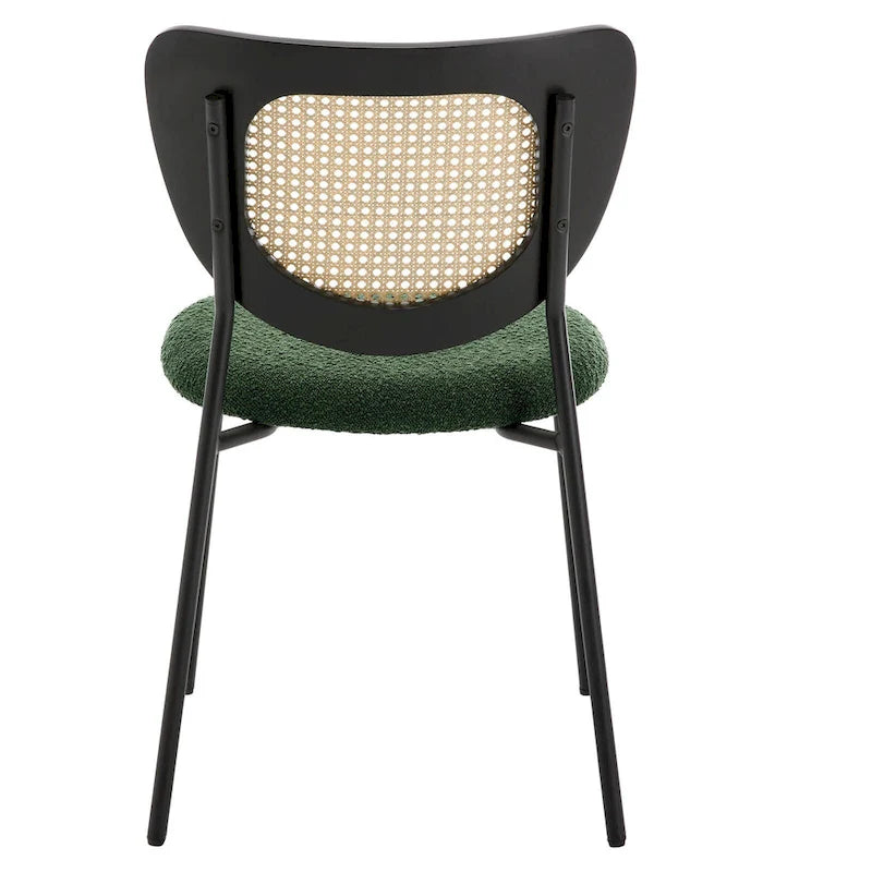 Lot de 2/4 chaises de salle à manger en rotin et tissu - 81 cm H x 47,5 cm L x 54,6 cm P