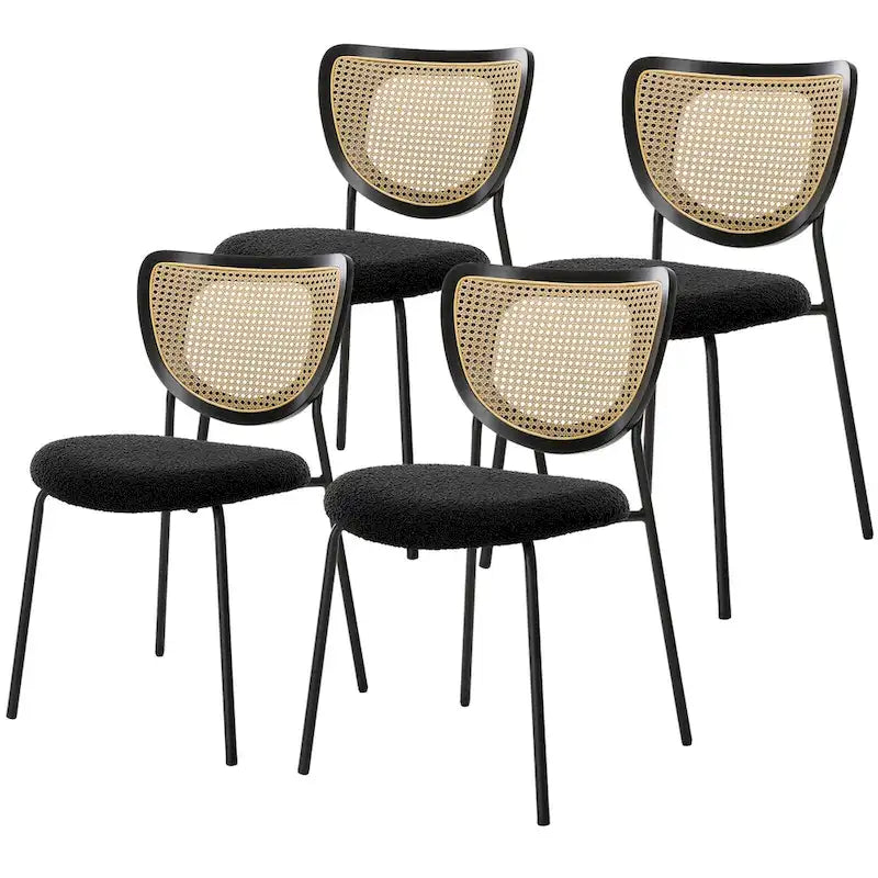 Lot de 2/4 chaises de salle à manger en rotin et tissu - 81 cm H x 47,5 cm L x 54,6 cm P