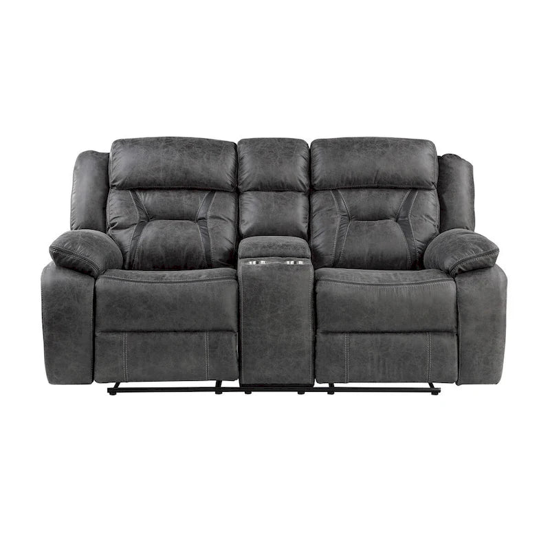 Amie Gray Microfiber Reclining Love Seat