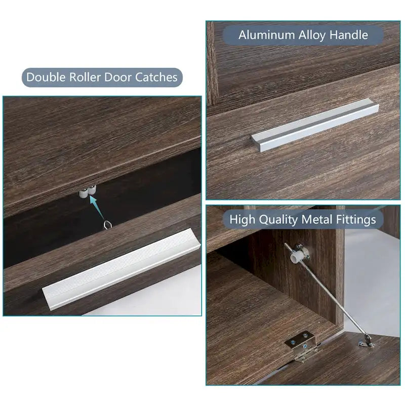 Meuble TV LED moderne de 51 pouces avec placard, assemblage rapide en 20 minutes