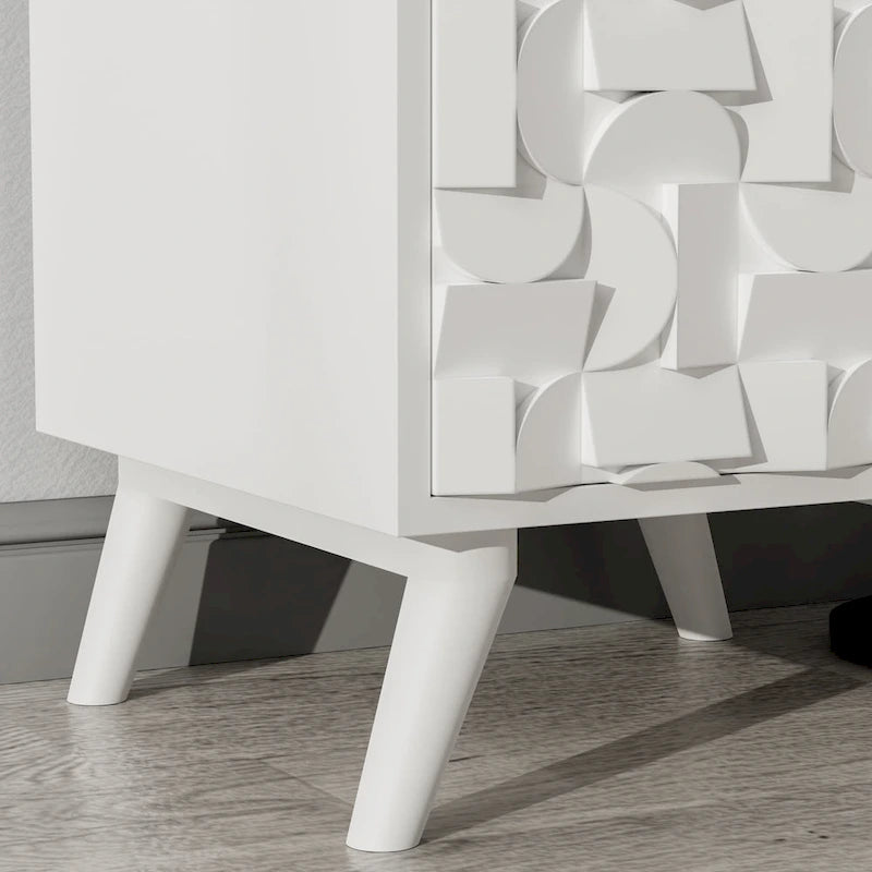 Table de chevet créative et moderne en bois massif avec 1 tiroir et 1 porte