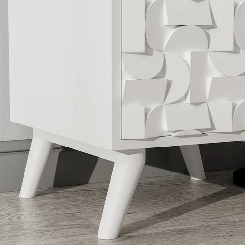 Table de chevet créative et moderne en bois massif avec 1 tiroir et 1 porte