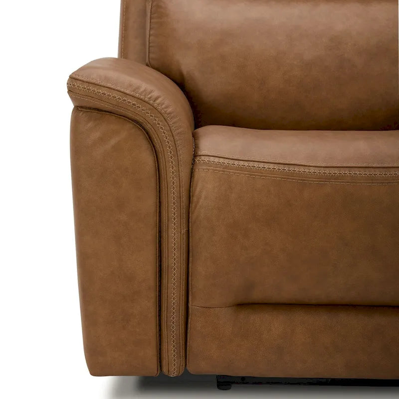 Causeuse inclinable électrique double en cuir avec console