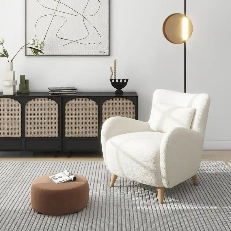 Fauteuil d'appoint à bras incurvés en faux sherpa