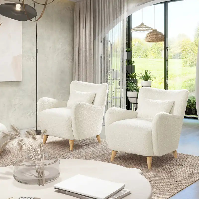 Fauteuil d'appoint à bras incurvés en faux sherpa