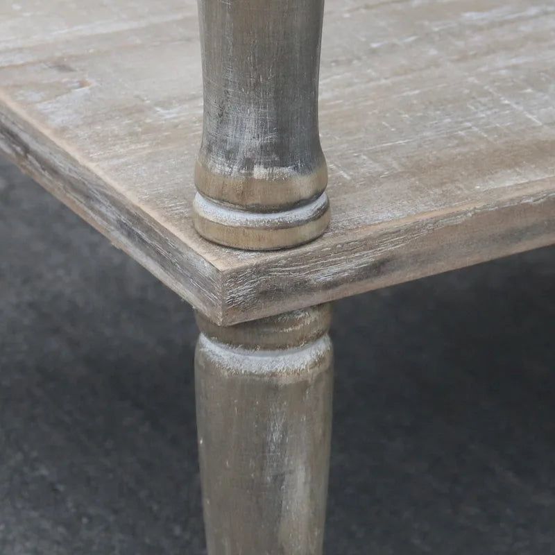 Table de chevet rustique avec tiroir sculpté et étagère ouverte, Table d'appoint vieillie