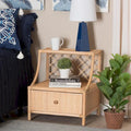 Modern Bohemian Natural Brown Rattan 1-Drawer Nightstand