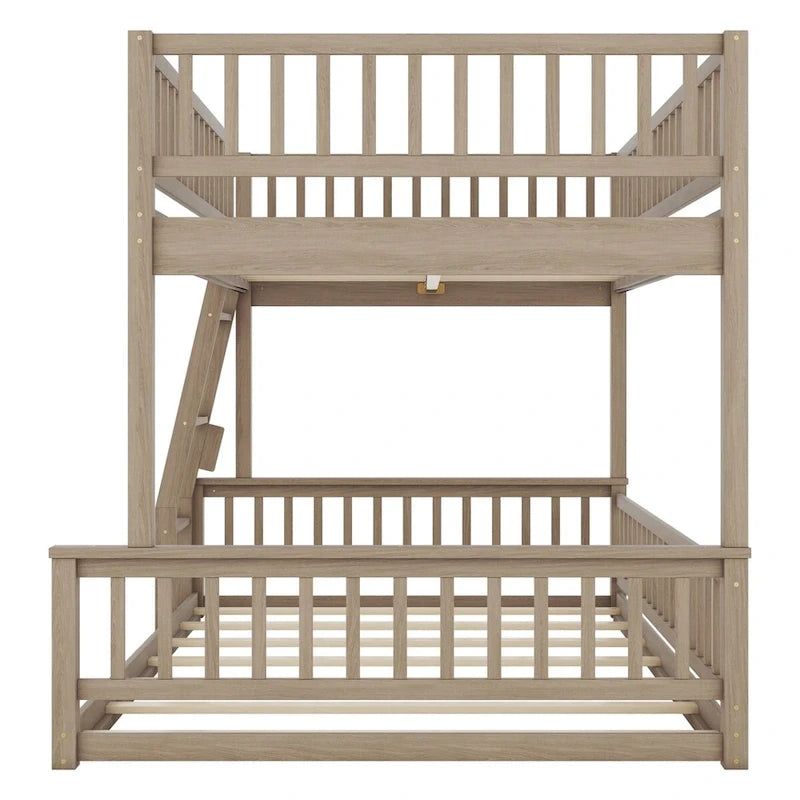 Full XL over Queen Bunk Bed with Ladder and Guardrails