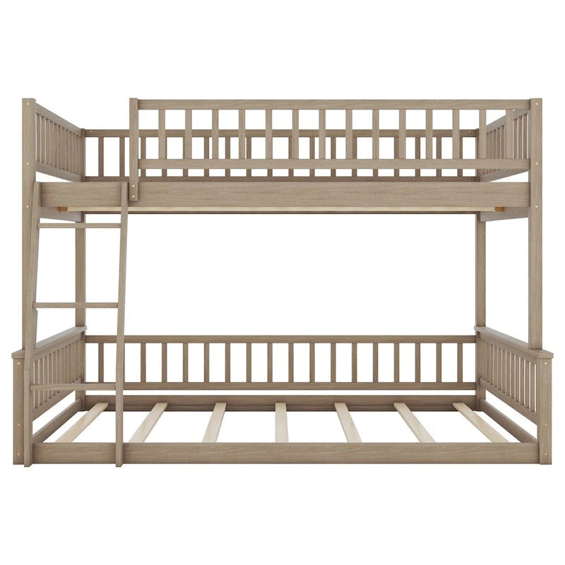 Full XL over Queen Bunk Bed with Ladder and Guardrails