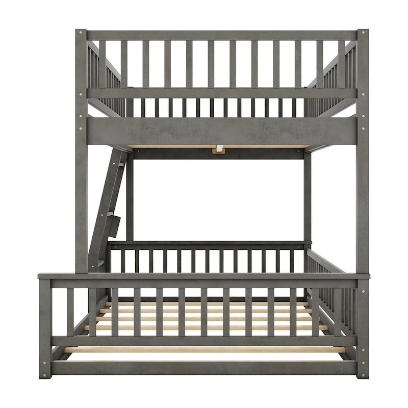 Full XL over Queen Bunk Bed with Ladder and Guardrails