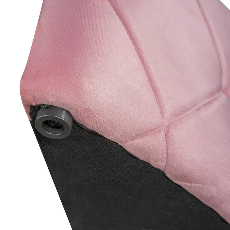 Lit plateforme rembourré grand lit avec rangement en velours avec tête de lit à oreilles et 1 grand tiroir, 2 tabourets de rangement latéraux