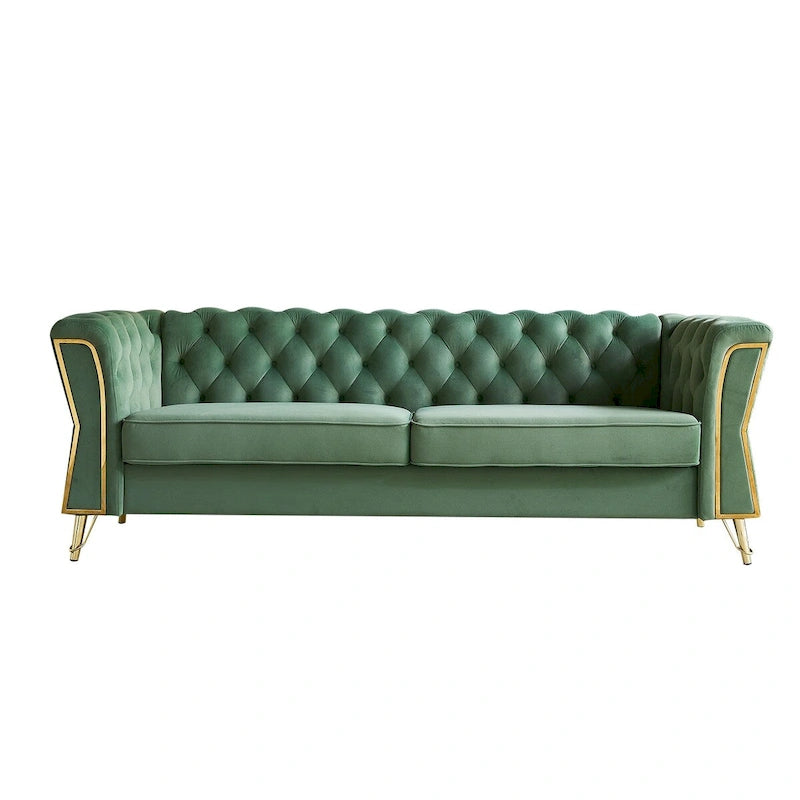 Modern Tufted Velvet Sofa 87.4 inch for Living Room