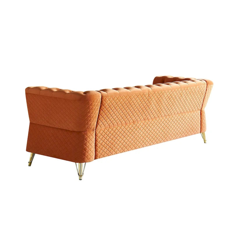 Modern Tufted Velvet Sofa 87.4 inch for Living Room