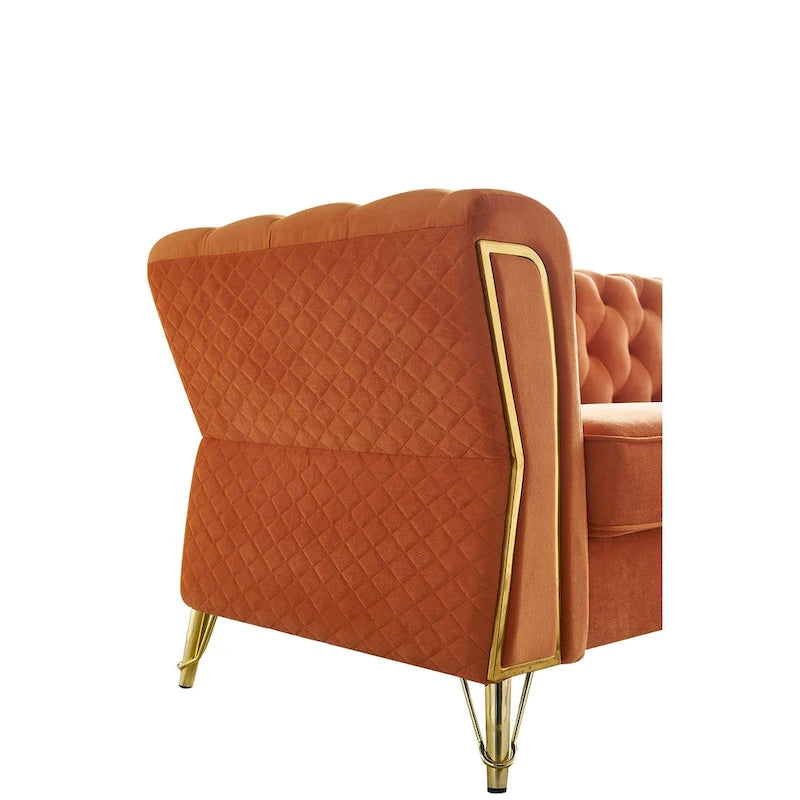 Modern Tufted Velvet Sofa 87.4 inch for Living Room