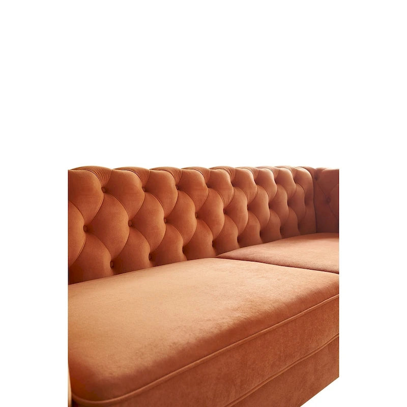 Modern Tufted Velvet Sofa 87.4 inch for Living Room