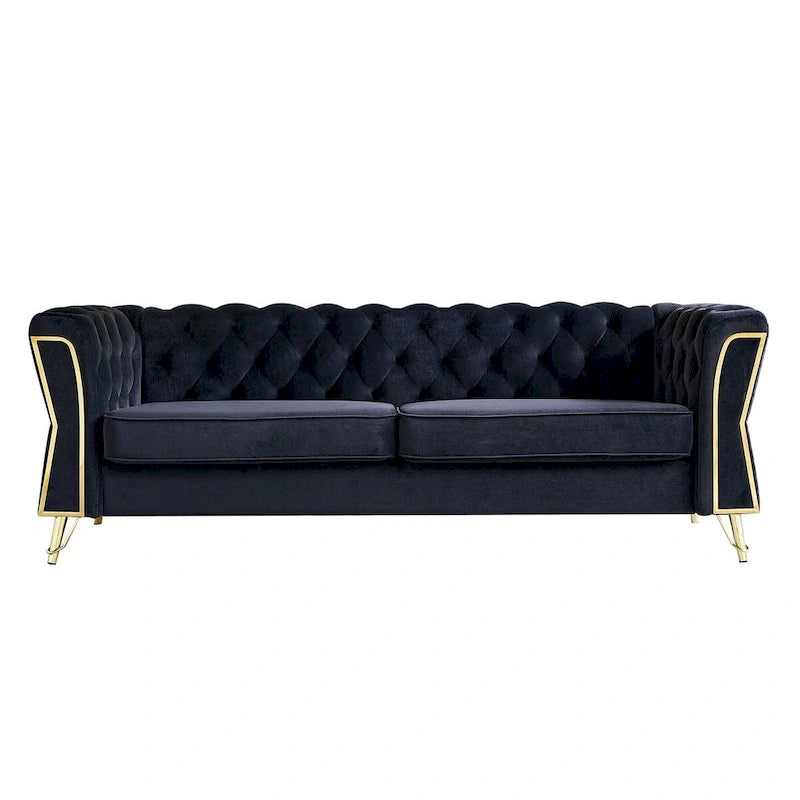 Modern Tufted Velvet Sofa 87.4 inch for Living Room