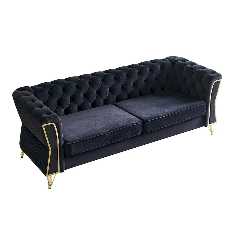 Modern Tufted Velvet Sofa 87.4 inch for Living Room