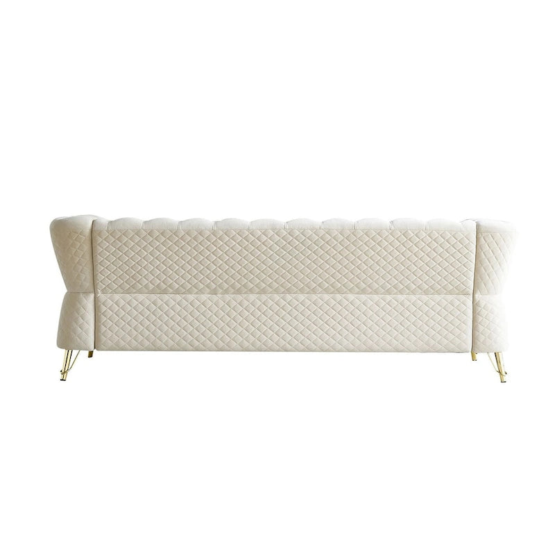 Modern Tufted Velvet Sofa 87.4 inch for Living Room