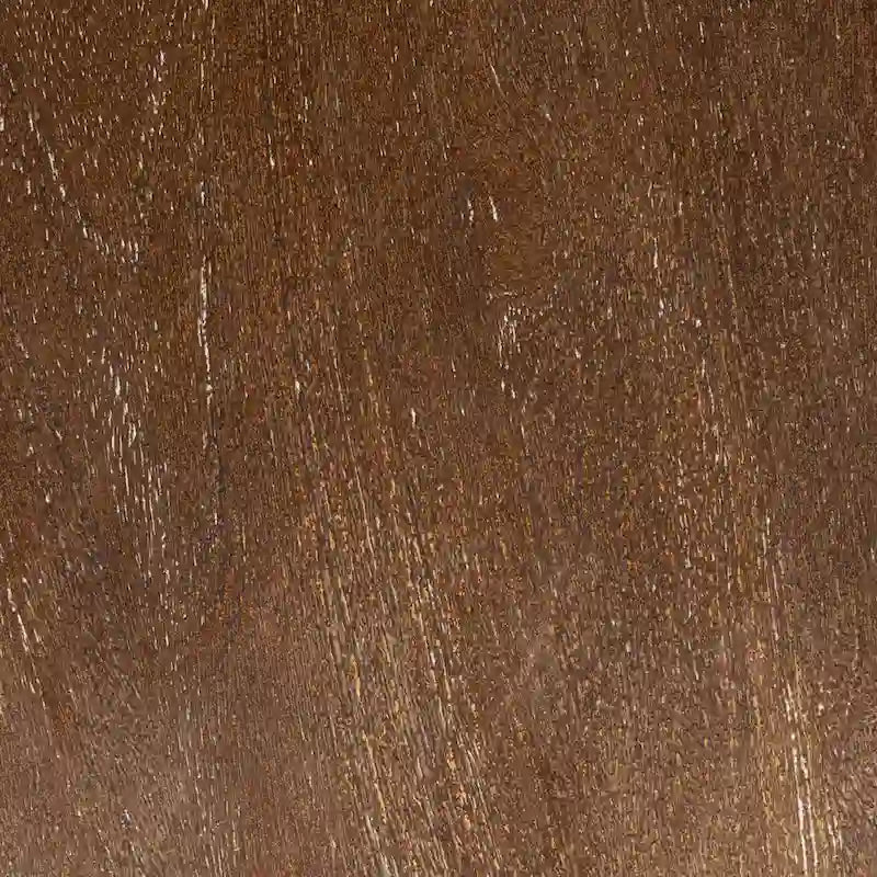 Table ronde en bois de manguier avec 2 étagères en rotin