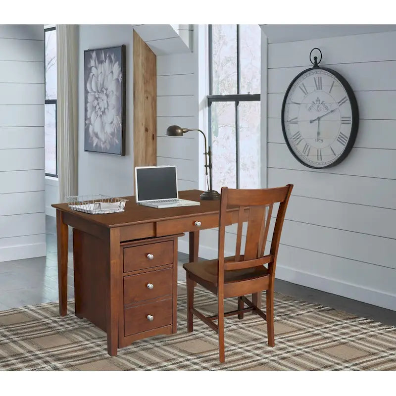 Classeur à deux tiroirs avec bureau et chaise