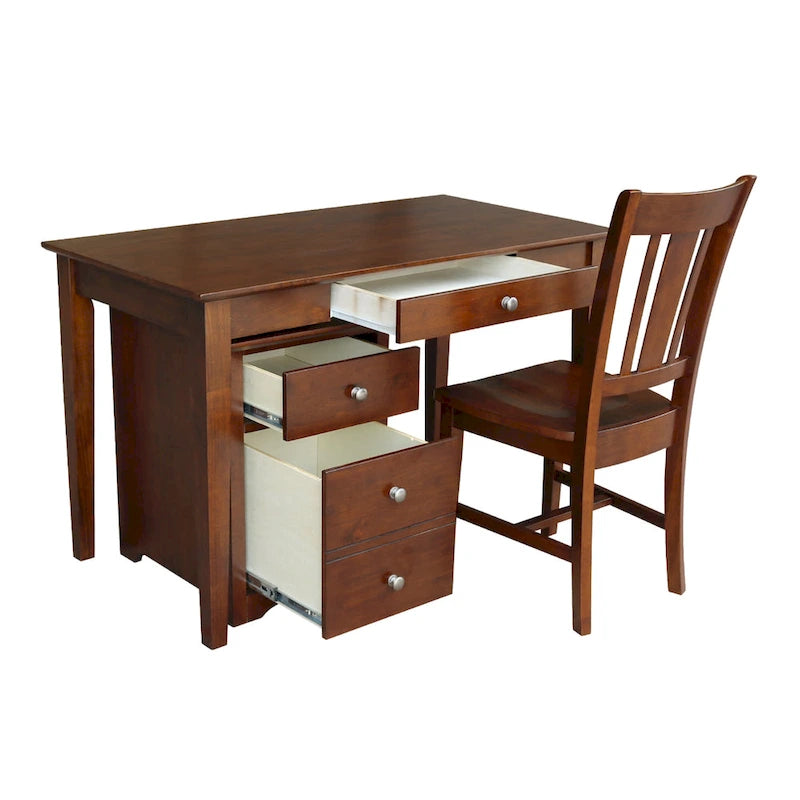 Classeur à deux tiroirs avec bureau et chaise