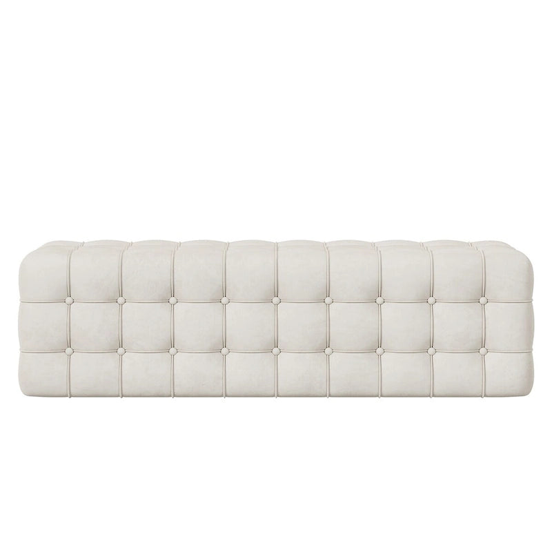 Pouf rectangulaire entièrement recouvert de velours, Repose-pieds